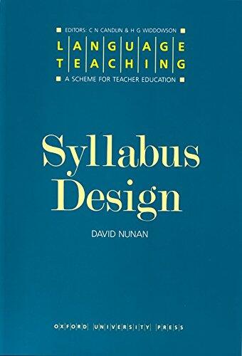 Language Teaching. A Scheme for Teacher's Education. Syllabus Design