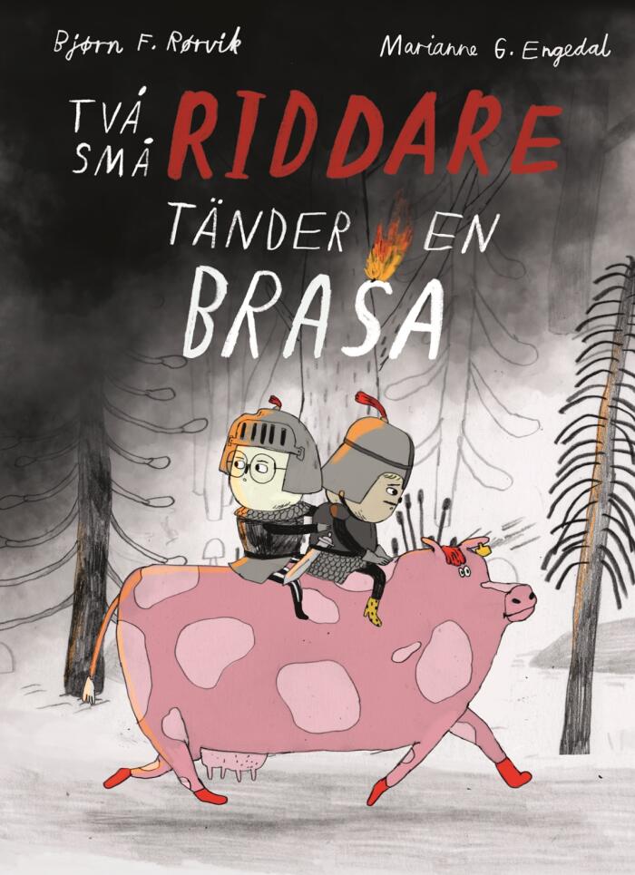 Två små riddare tänder en brasa