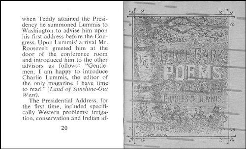 The birch bark poems of Charles Lummis