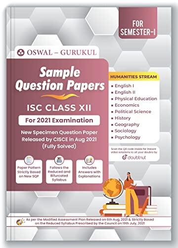 Sample Question Papers for ISC Humanities Stream: Class 12 Semester I Exam 2021