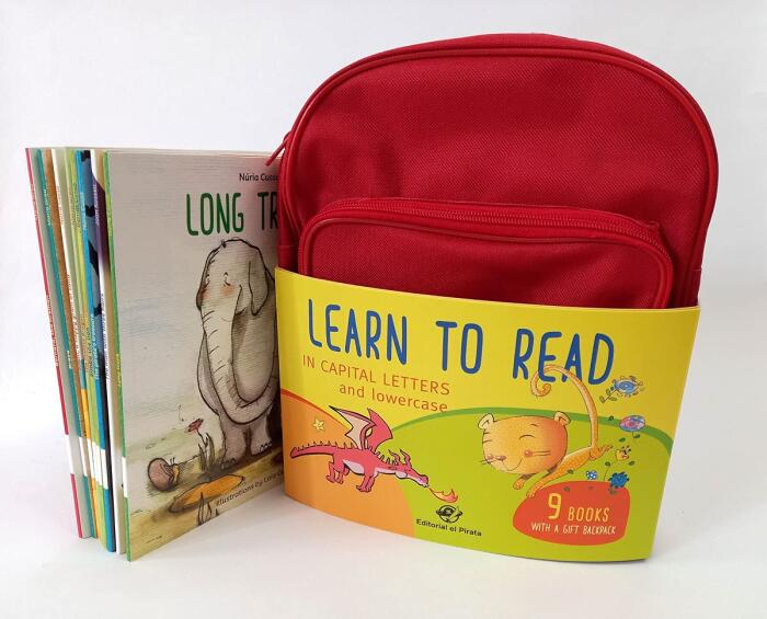 Learn to Read in CAPITAL Letters and Lowercase: 9 children's books with a free backpack