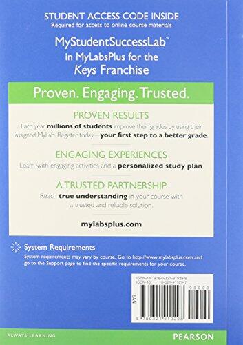 Keys to Success Franchise New Mystudentsuccesslabplus With Pearson Etext Standalone Access Card