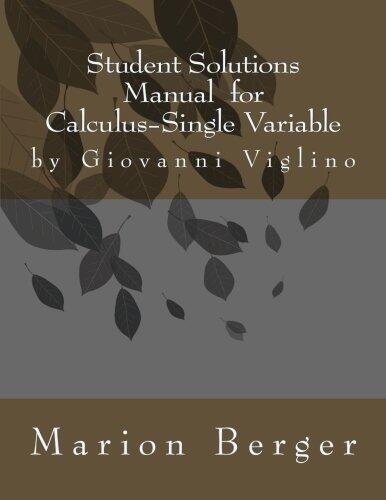 Student Solutions Manual for Calculus: Single Variable