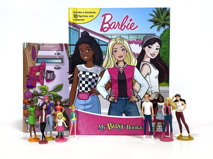 Barbie My Busy Books - Storybook, 10 figurines, playmat