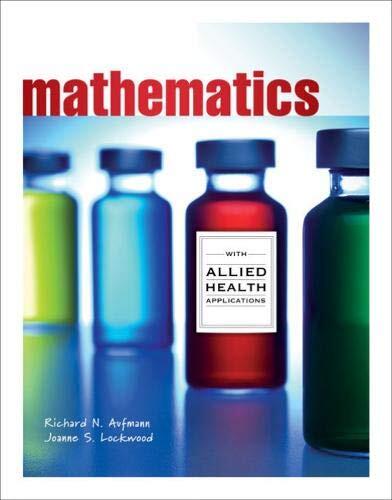 Student Workbook for Aufmann/Lockwood's Mathematics with Allied Health Applications