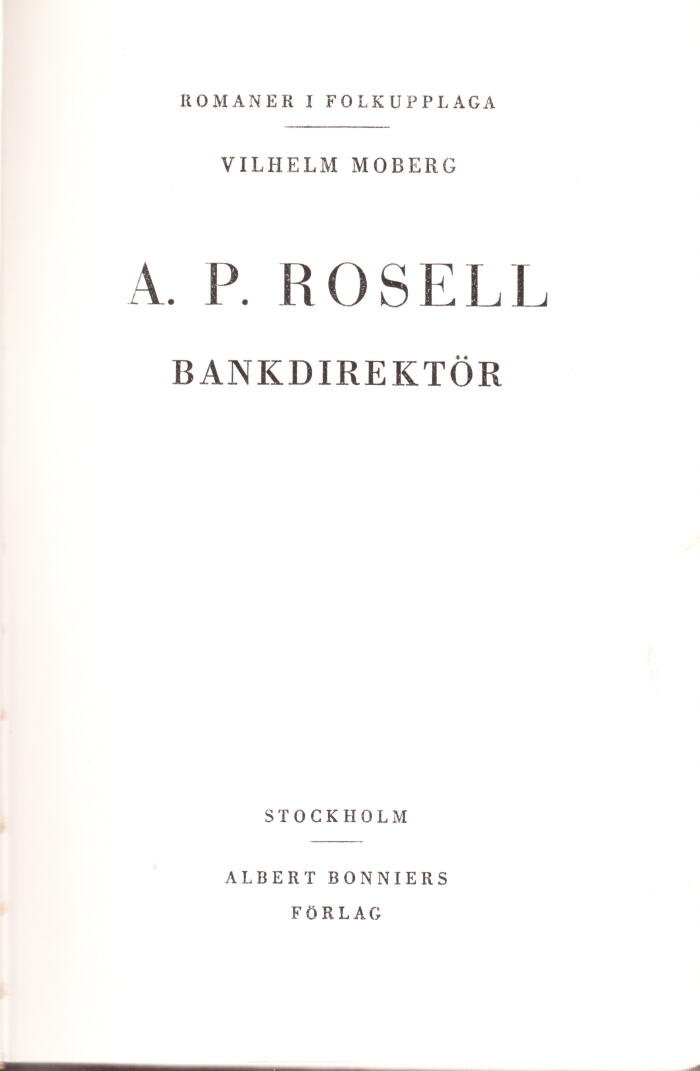 A.P. Rosell, bankdirektör