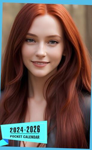 Pocket Calendar 2024 - 2026: Three-Year Monthly Planner for Purse , 36 Months from January 2024 to December 2026 | Beautiful woman | Detailed face | Great smile | Red hair | Black blazer