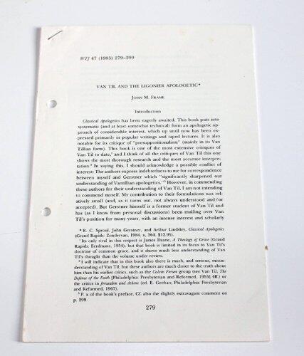 Van Til and the Ligonier apologetic