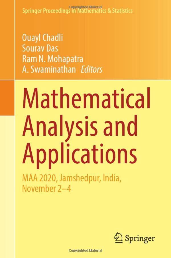 Mathematical Analysis and Applications: MAA 2020, Jamshedpur, India, November 2–4