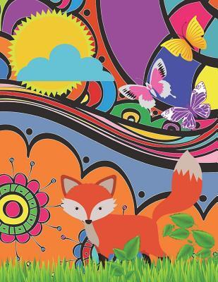Fox and Butterflies: Bright, Colorful, Fun, Blank Combination Notebook