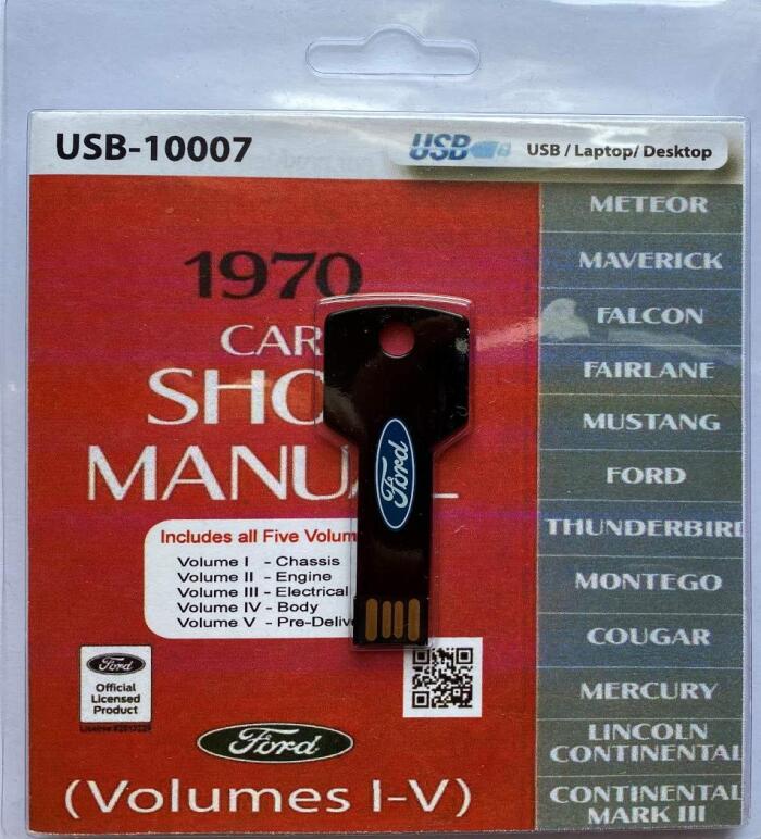 LATEST 5 Vol Set 1970 FORD CAR REPAIR SHOP & SERVICE MANUAL IN USB FORMAT For MAVERICK, FALCON, FAIRLANE, MUSTANG, THUNDERBIRD Other FORDS