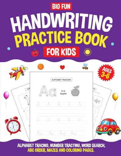 Big Fun Handwriting Practice Book for Kids: Practice for Kids ages 3 to 6 with Pen Control Tracing, Line Tracing, Coloring, featuring alphabet and ... activity book for students, and much more!