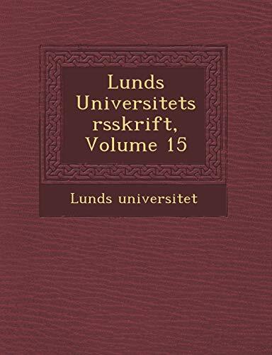 Lunds Universitets rsskrift, Volume 15