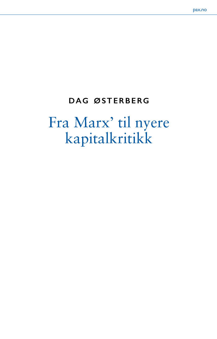 Fra Marx' til nyere kapitalkritikk