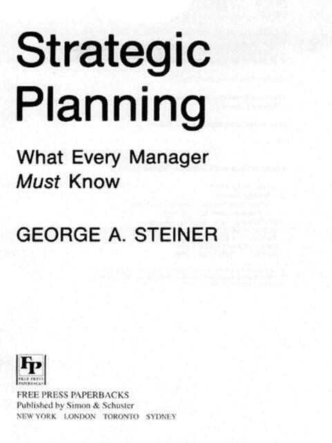 Strategic Planning: What Every Manager Must Know