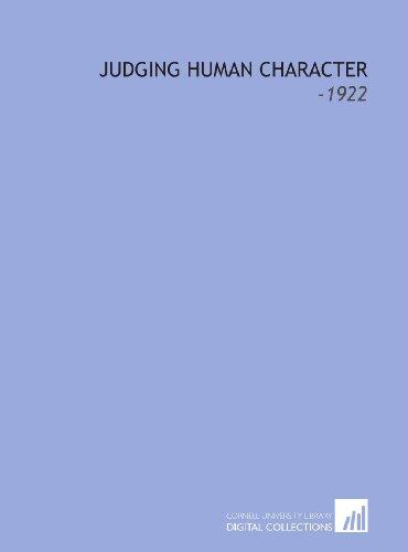 Judging Human Character: -1922
