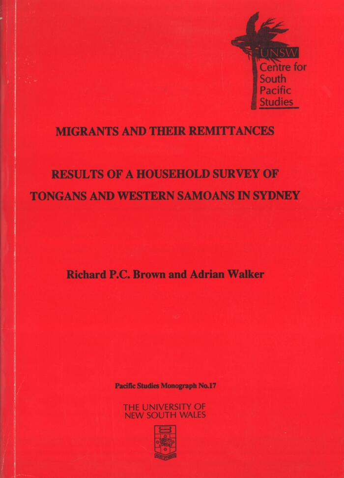 Migrants and their remittances: Results of a household survey of Tongans and Western Samoans in Sydney