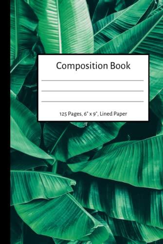 Composition Notebook | Palm Leaf Tropical Plant. 125 Pages, 7.5" x 9.25", Lined Paper, Hardcover