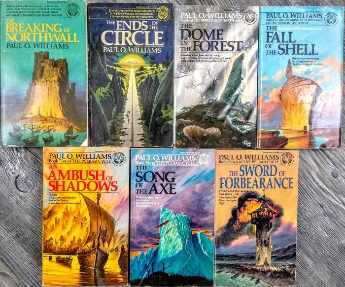 The Pelbar Cycle No. 1-7: The Breaking of the Northwall; The Ends of the Circle; Dome in the Forest; The Fall of the Shell; An Ambush of Shadows; Song of the Axe; The Sword of Forbearance