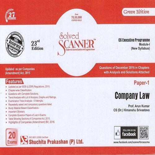 Solved Scanner CS Executive Programme Module-I (New Syllabus) Paper-1 Company Law June 2017 Exam