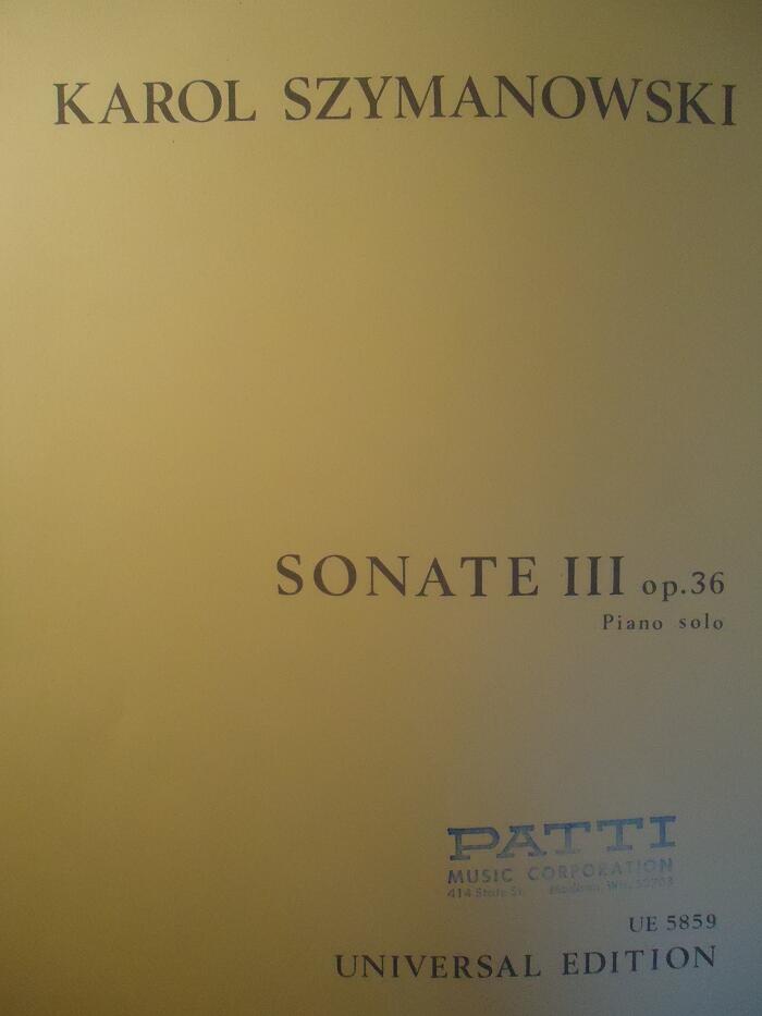 Karol Szymanowski Sonate III Op. 36 Piano Solo UE 5859