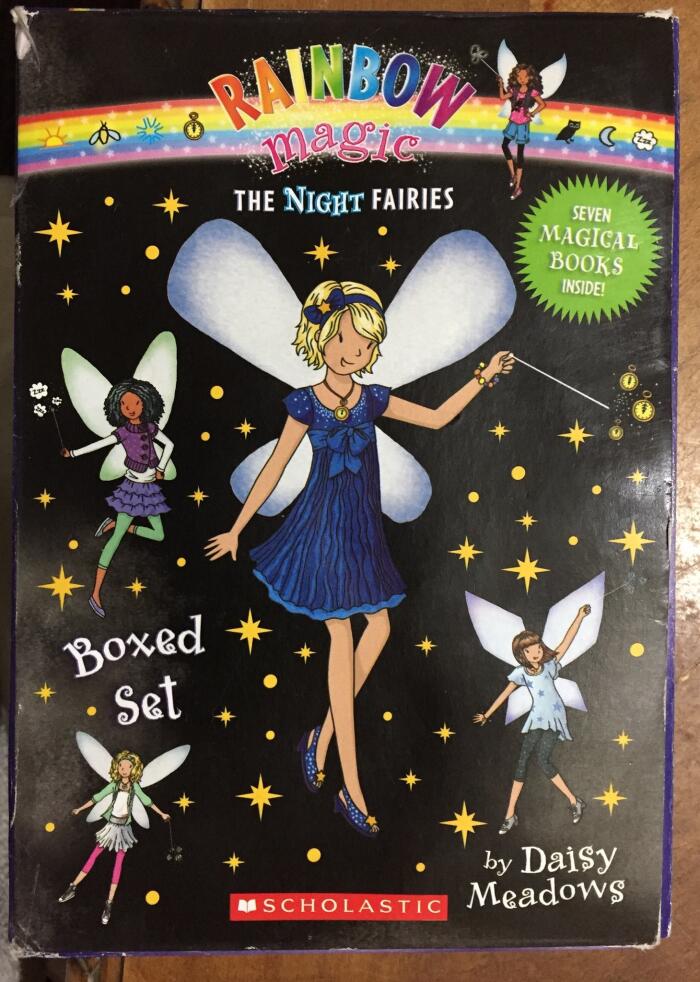 Rainbow Magic The Night Fairies Boxed Set - Ava the Sunset Fairy, Lexi the Firefly Fairy, Zara the Starlight Fairy, Morgan the Midnight Fairy, Mia the Night Owl Fairy, Anna the Moonbeam Fairy, Sabrian the Sweet Dreams Fairy