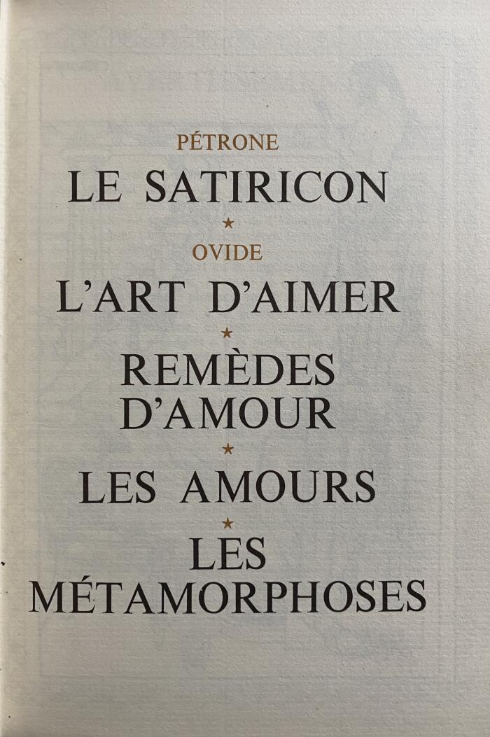 Le Satiricon / L'Art d'Aimer