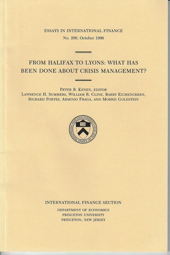 From Halifax to Lyons: What Has Been Done About Crisis Management?