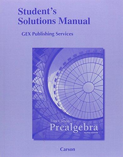 Student Solutions Manual for Prealgebra