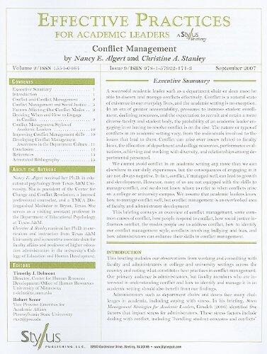 Effective Practices for Academic Leaders: Conflict Management