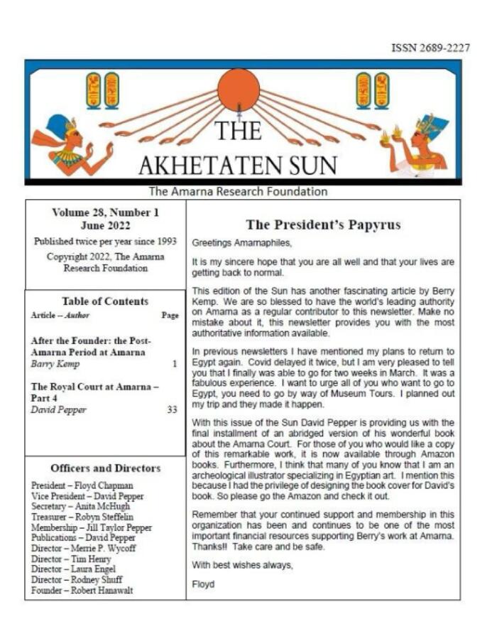 The Akhetaten Sun: Vol 28, No 1, June 2022