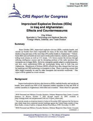Improvised Explosive Devices (IEDs) in Iraq and Afghanistan: Effects and Countermeasures