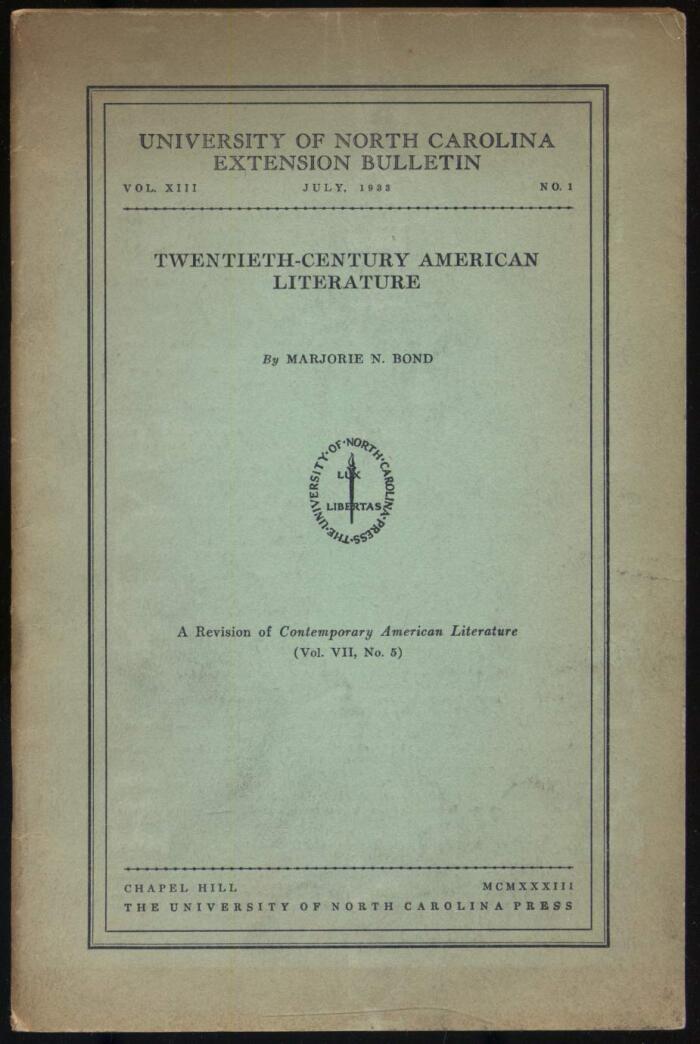 Twentieth-Century American Literature Vol. XIII, July, 1933, No. 1