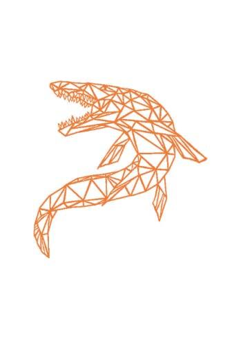 Orange Mosasaurus Dinosaur Notebook: 130 Lined pages Notebook. Orange geometric Mosasuarus Dinosaur on the cover.