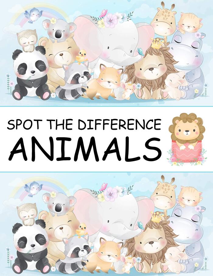 Spot the Difference Animals!: A Fun Search and Find Books for Children 6-10 years old