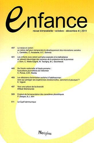 Enfance, Volume 63 N° 4, octo :