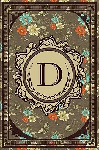 Vintage Monogram: Floral Initial D Letter Old Book Monogram 2020 Planner Calendar