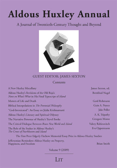 Aldous Huxley Annual, Volume 9