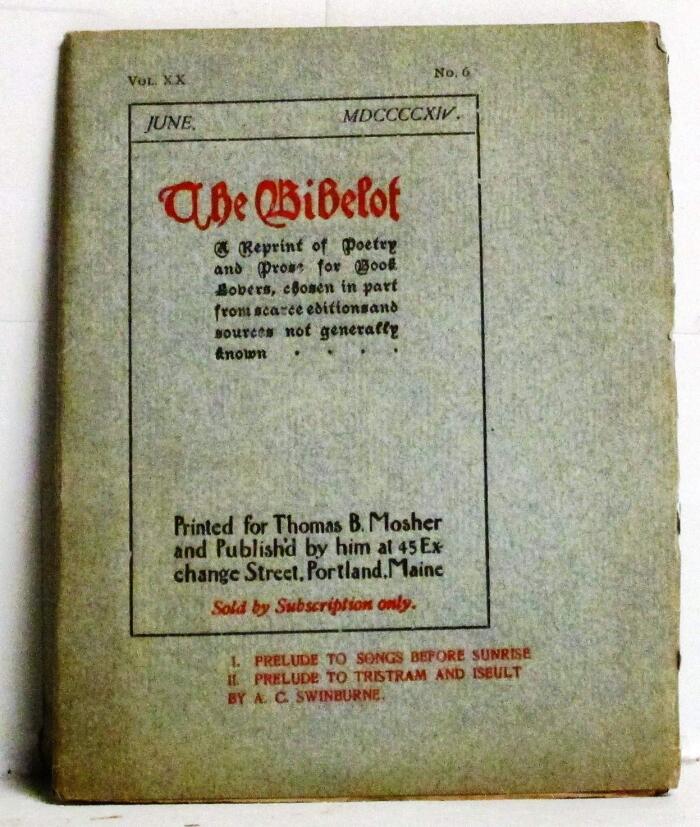 Prelude to Songs Before Sunrise - Prelude to Tristan and Iseult (in The Bibelot, Vol. XX, No. 6, June 1914)