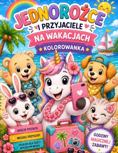 Magiczne Wakacje Jednorożców: Kolorowanka dla dzieci z jednorożcami i przyjaciółmi - wakacyjne przygody, plaża, lotnisko i mnóstwo magii