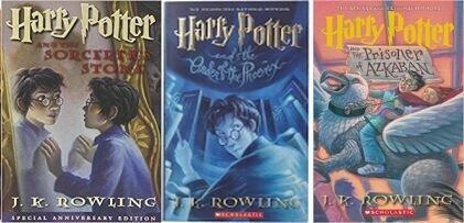 SET OF THREE COMPLETE NOVELS: by Author J.K. Rowling - / Harry Potter and the Sorcerer's Stone (Book 1) / Harry Potter and the Prisoner of Azkaban (Book 3) / Harry Potter and the Order of the Phoenix (Book 5) / - [HARDCOVER]