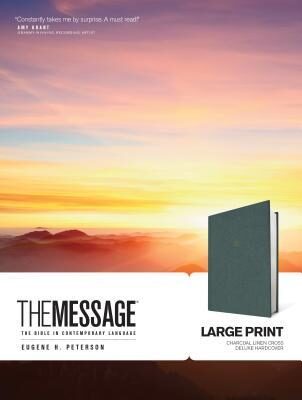 The Message Large Print (Hardcover Deluxe, Charcoal Linen Cross): The Bible in Contemporary Language
