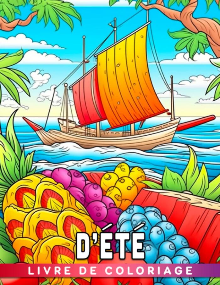 Livre de coloriage d'été: Détendez-vous et amusez-vous avec des cadeaux d'été pour enfants présentant 50 illustrations et symboles des vibrations et activités estivales