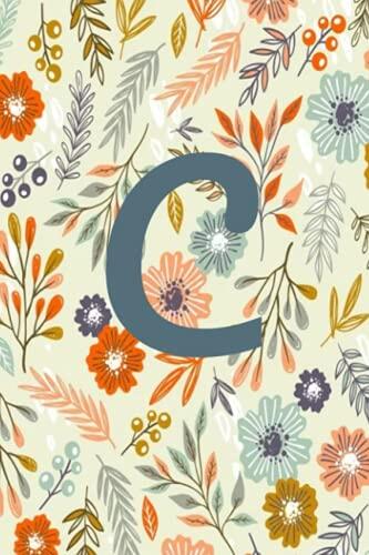 C: Floral Monogram Initial "C" Journal. Orange and Green pastel Floral Journal