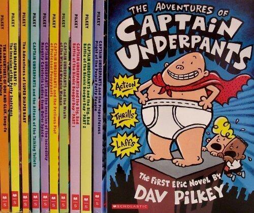 The Adventures of Captain Underpants Books 1-8 / Super Diaper Baby 1-2 and The Adventures of Ook and Gluk, Kung-Fu Cavemen from the Future - 11 Book Set