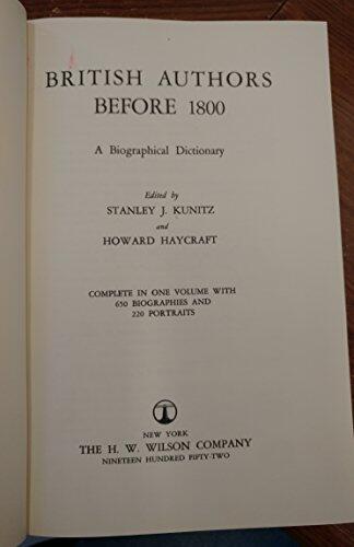British Authors Before 1800: A Biographical Dictionary