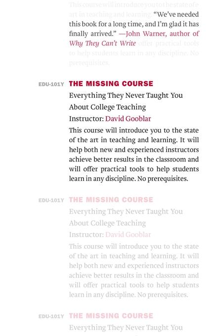 The Missing Course: Everything They Never Taught You about College Teaching