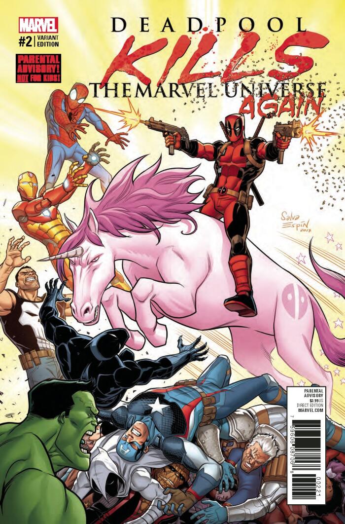 Deadpool Kills the Marvel Universe Again #2 Pink Unicorn Variant Cover by Salva Espin