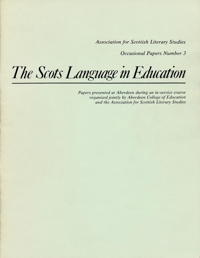 The Scots Language in Education