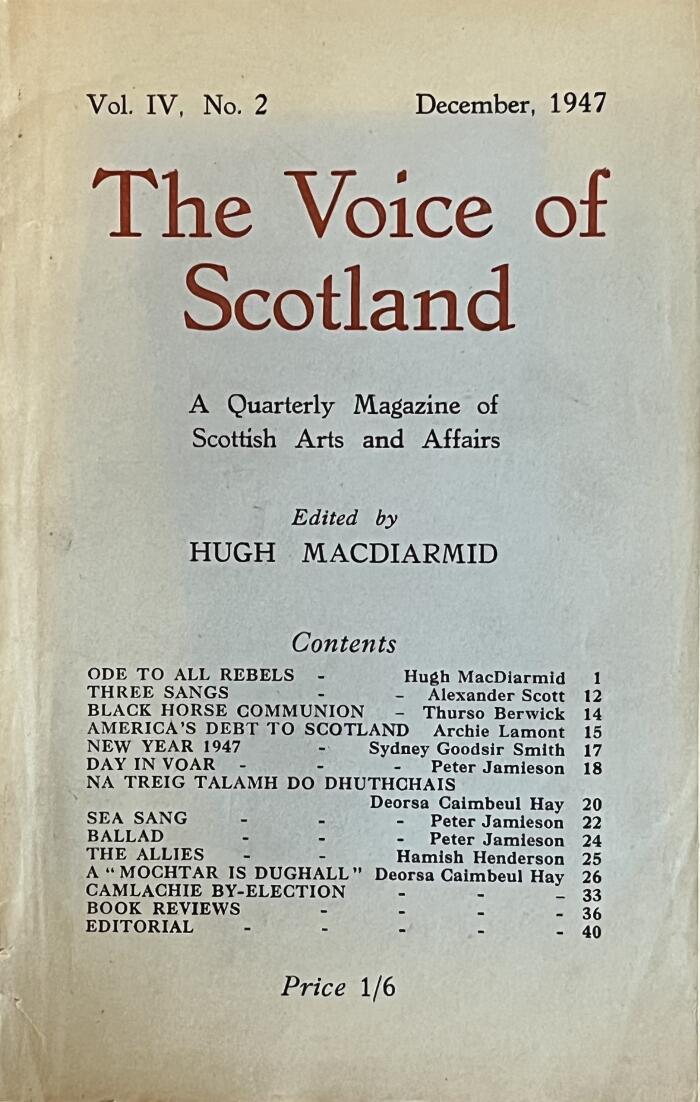 The Voice of Scotland: A Quarterly Magazine of Scottish Arts and Affairs (Volume IV, No. 2)